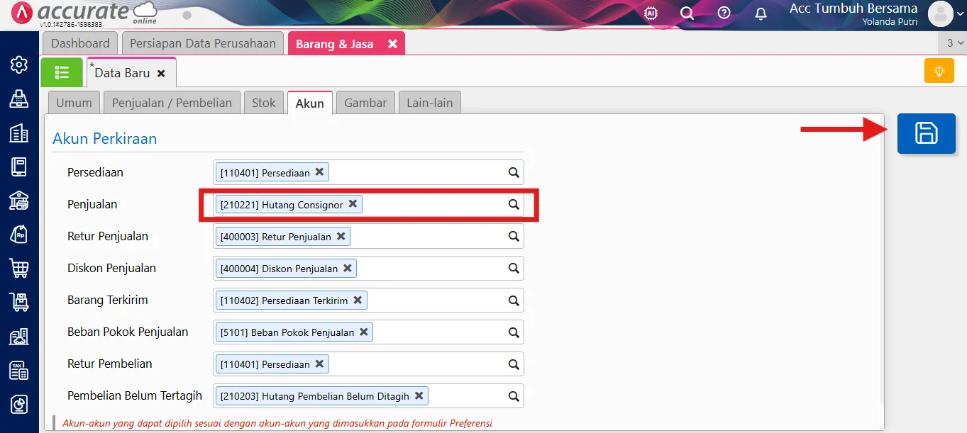 mencatat transaksi konsinyasi (pihak yang menerima titipan barang)